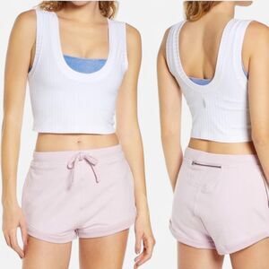 Free People Blissed Out White Ribbed Brami Tank  Boho Core Medium